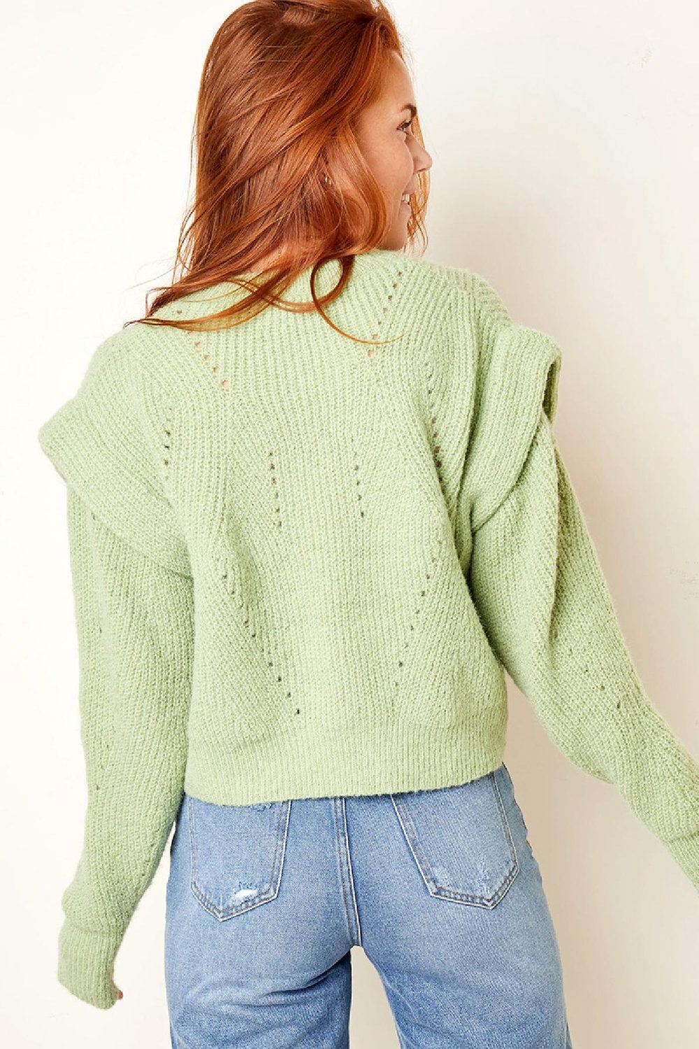 Pull à épaules tombantes Blanc cassé S/M h5Image5